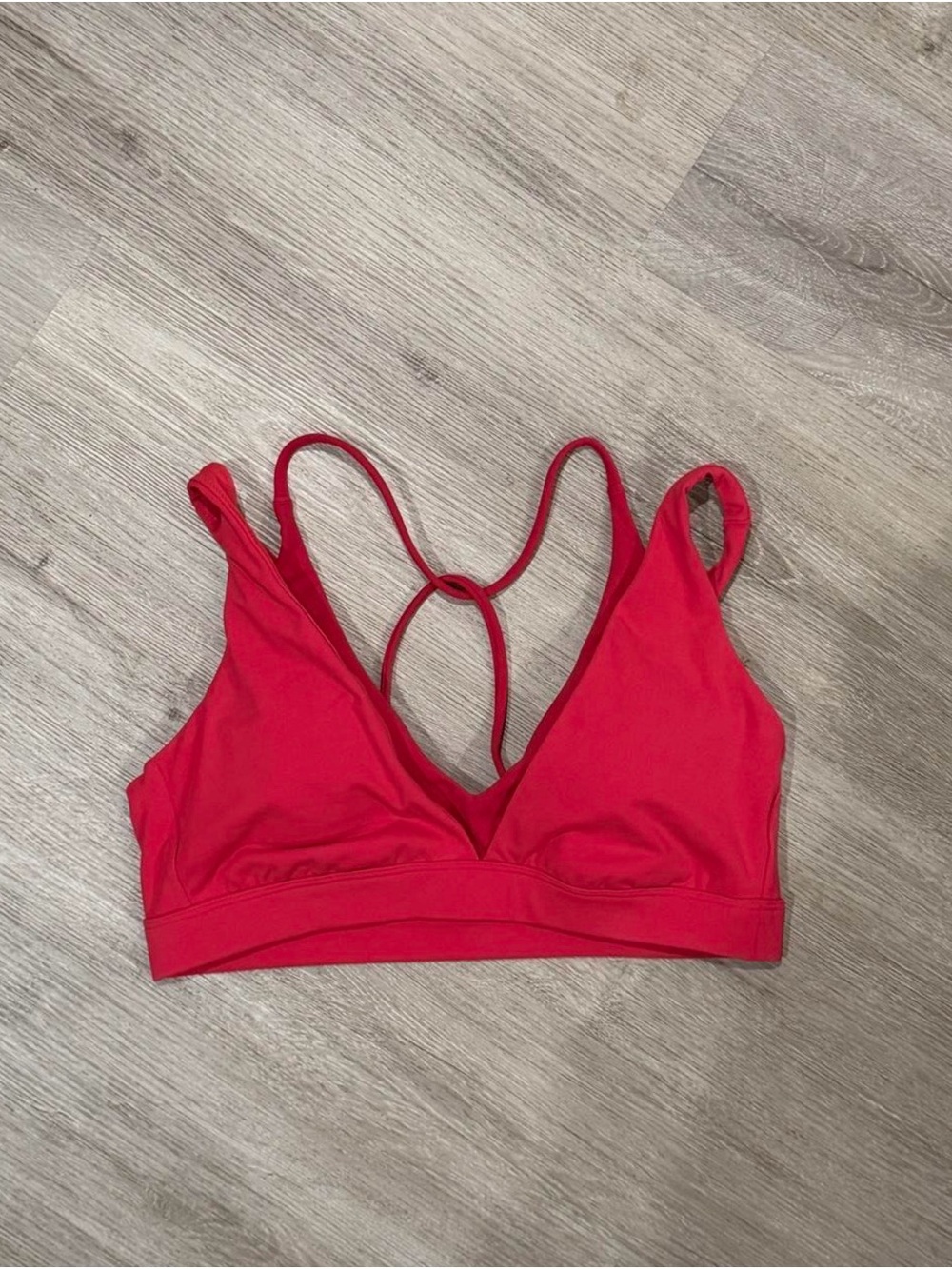 Fabletics Red Strappy V-Neck Sports Bra